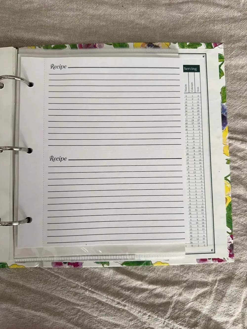 Vintage Cottagecore Floral Pansy Print Recipe Organizer Binder